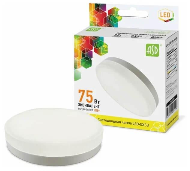 ASD LED-GX53-standard 8Вт 3000К 720лм front