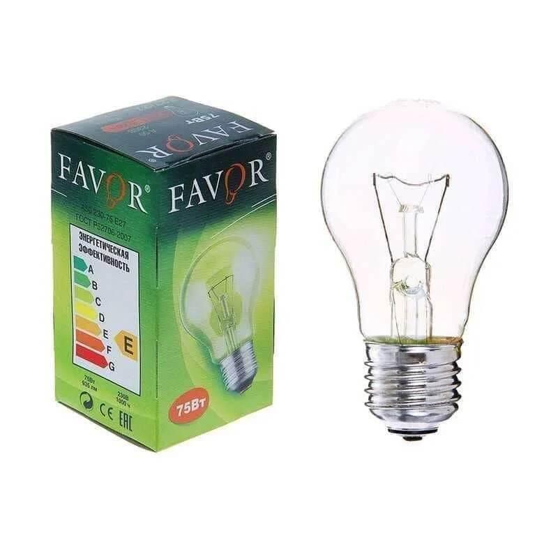 FAVOR 8101403 Б-230-75 75Вт Е27 груша A50 front